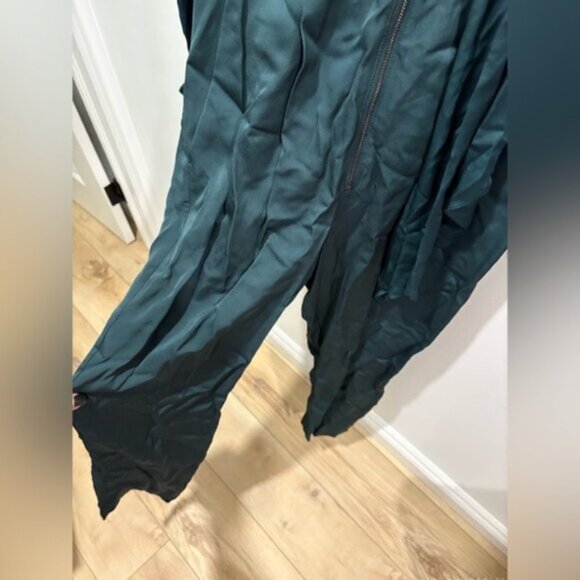 Reiss Kinley Plunge Tie Detail Green Jumpsuit - Picture 11 of 15